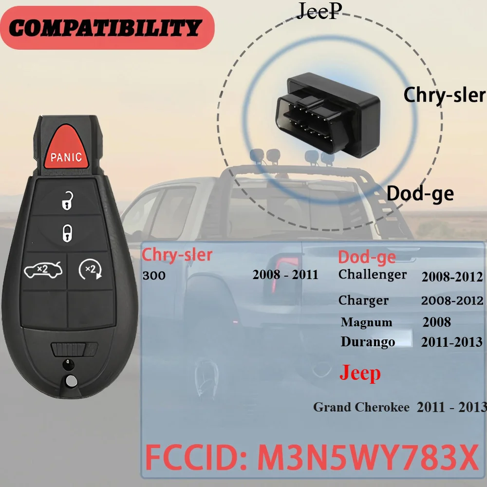 M3N5WY783X OBD Key Programmer Keyless 433 MHz For Chrysler 300 Dodge Charger/Challenger/Magnum/Durango Jeep Grand Cherokee