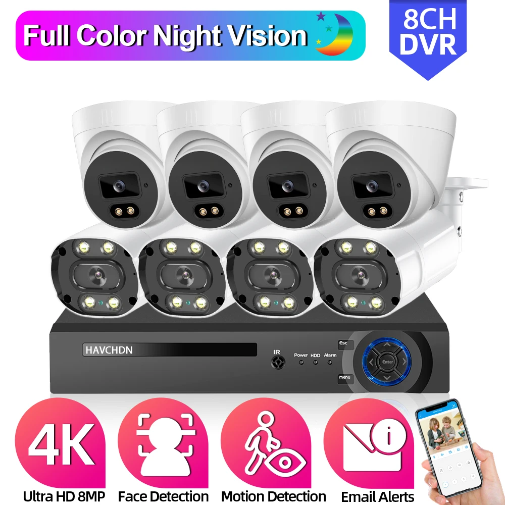 

4K 8CH AHD CCTV Camera Security System Kit Full Color Night Vision 8MP DVR Kit 4CH XMEYE Analog Camera Video Surveillance Kit