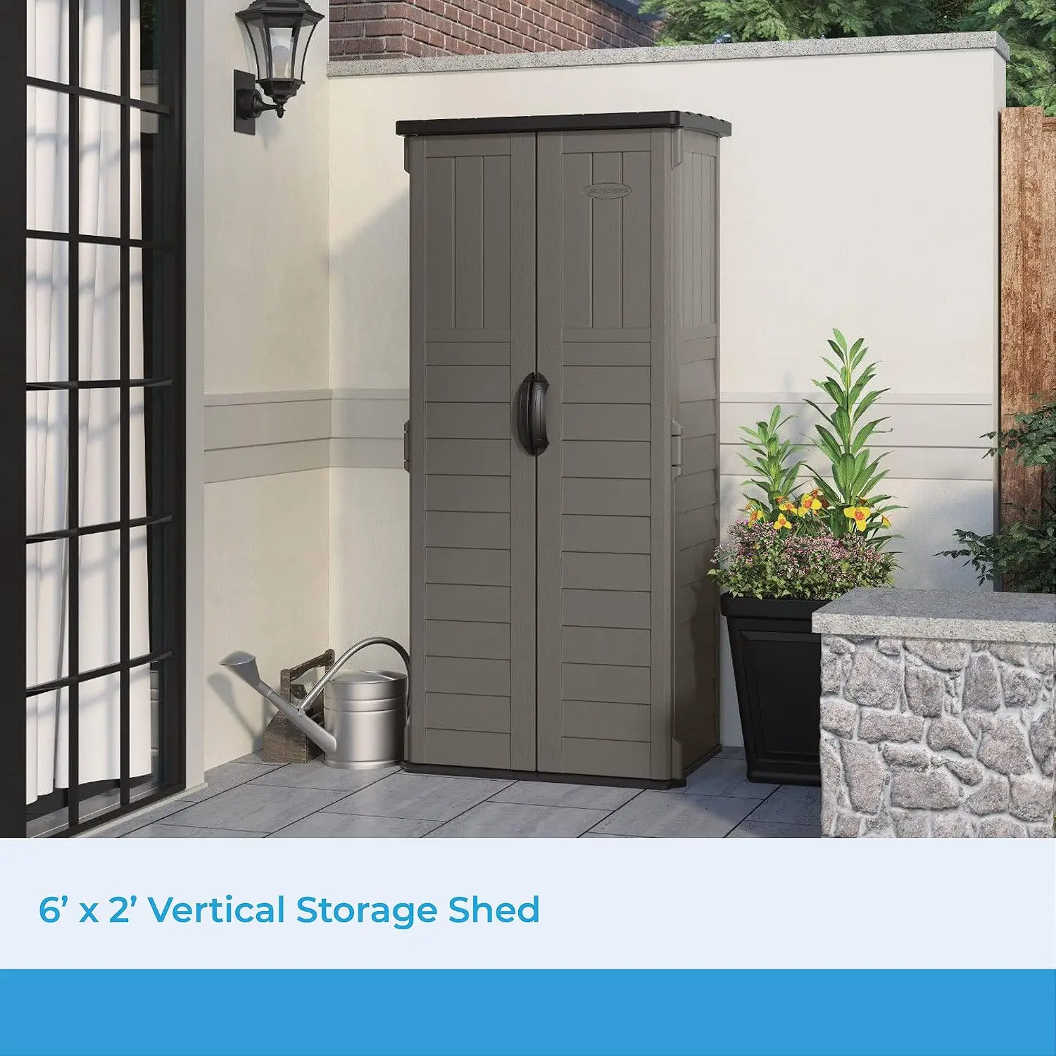 Twenty Two Cubic Feet Vertical Storage Shed Pad Lockable Double Doors Stoney