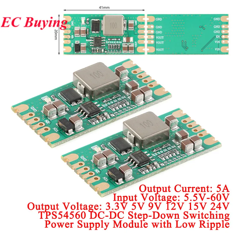 1Pc-5Pcs TPS54560 Step Up Buck Switch Power Supply Module Chip Low Ripple DC-DC 5.5V to 60V Input 5A 3.3V 5V 9V 12V 24V Output