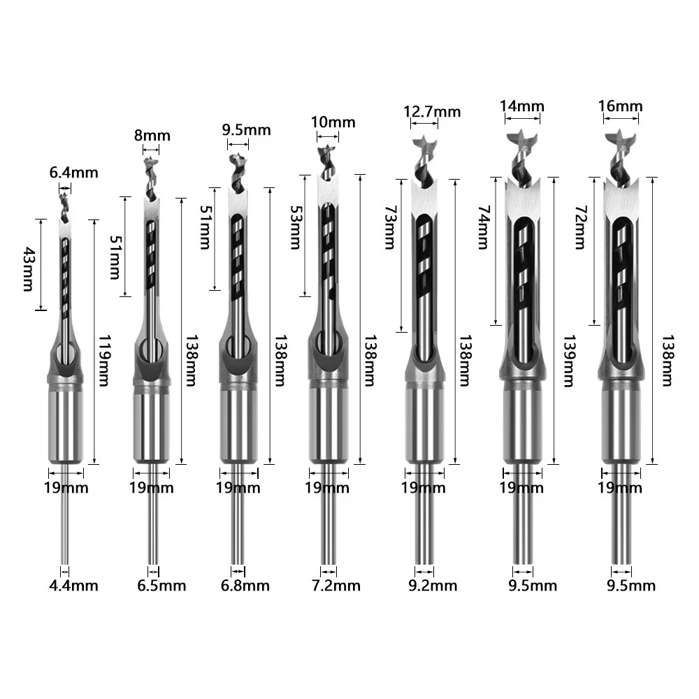 Imagem -06 - Hss Square Hole Drill Ferramentas de Carpintaria Cinzel Mortising Auger Drill Grupo Móveis Faça Você Mesmo 616 mm