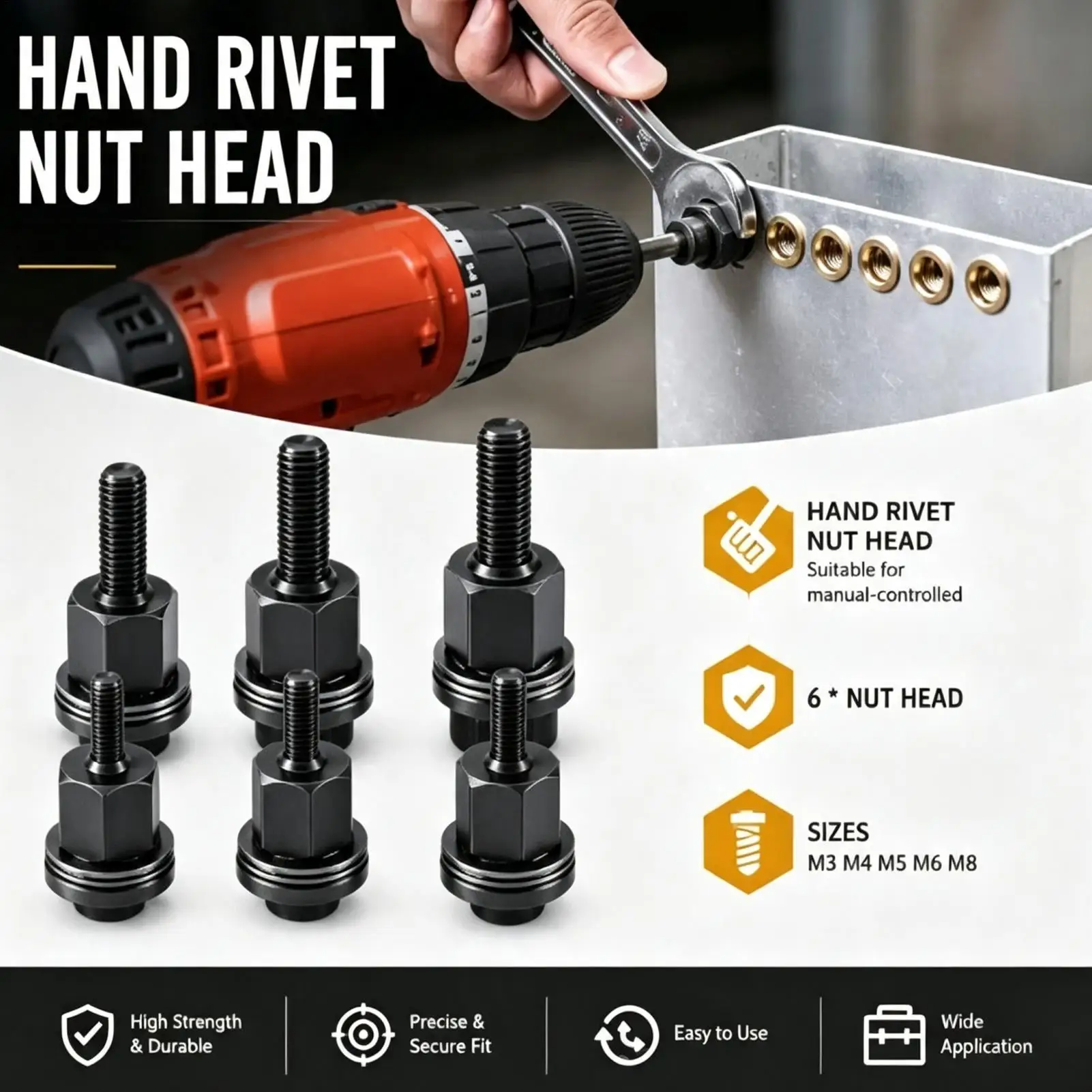 Rivet Nut Tool Kit 60 Pieces Rustproof Automotive Repair Accessory Rivet Nut Combination Kit For Decoration Furniture Industrial