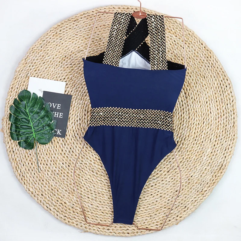 قطعة واحدة ملابس السباحة 2026 خمر مثير ملابس النساء ملابس السباحة ثوب السباحة بحر الصلبة الأزرق Monokini الإناث مايوهات