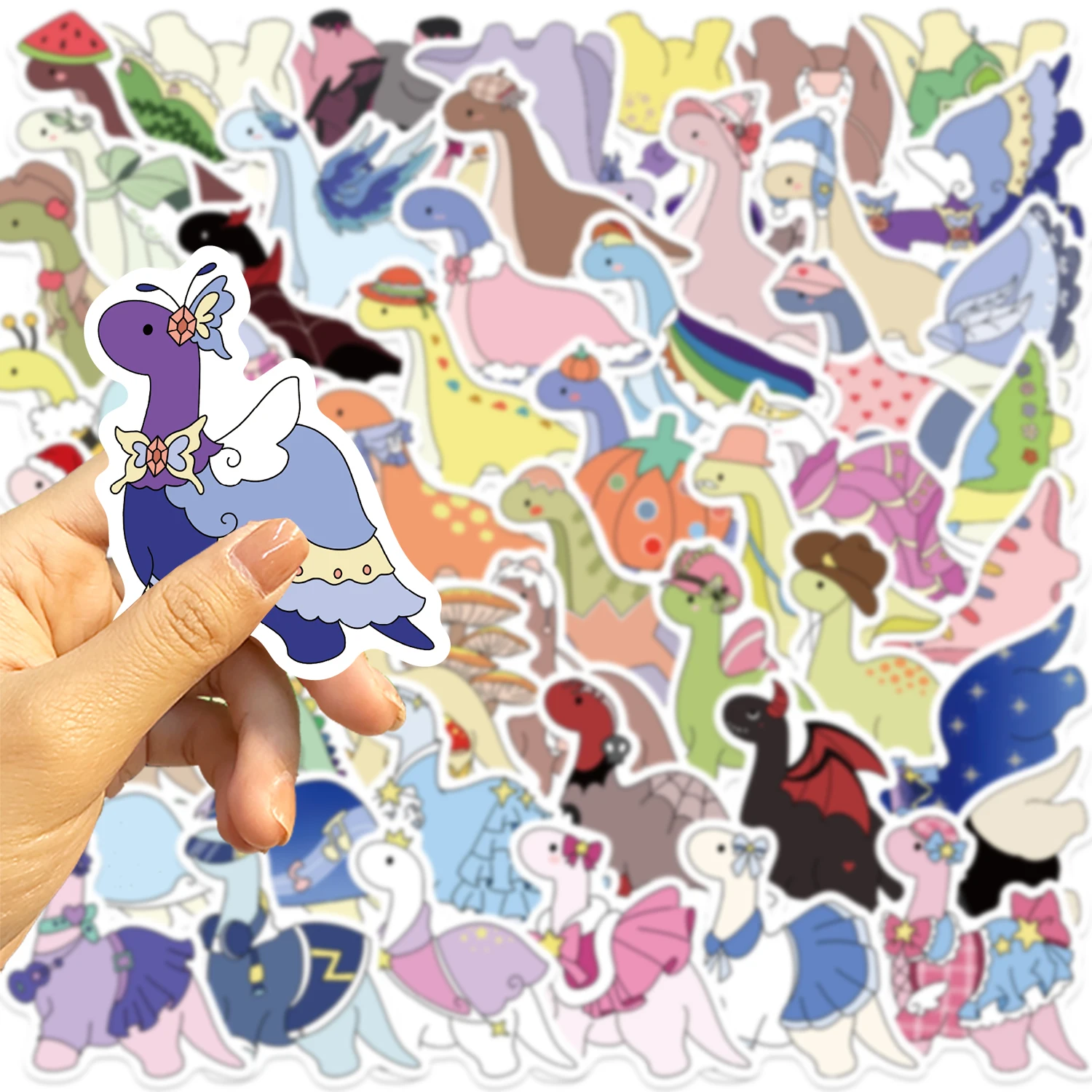 50 stuks kleurrijke kleine dinosaurus dieren stickers cartoon kawaii diy cadeau sticker plakboek bagage telefoon waterdichte stickers