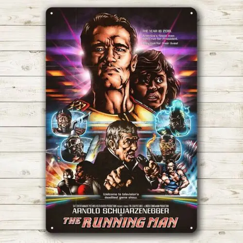 Running Man Arnold Schwarzenegger Movie Metal Poster Tin Sign 20x30cm Plaque  -Aluminum