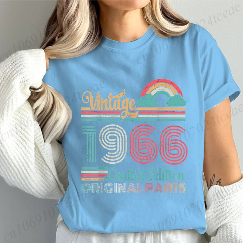 Stylish Women T-Shirts Casual Summer Fashion Top Vintage 1966 Ltd Edition Original Parts 60 Years My Birthday Print Women's Tees