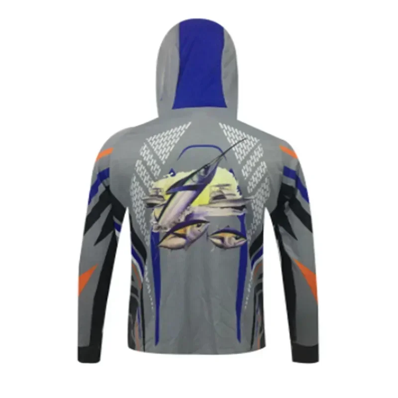 في الهواء الطلق قميص رياضي 2023 جديد الرجال الحماية من الشمس مقنعين ملابس الصيد مع سحاب المضادة للأشعة فوق البنفسجية UPF 50 + تنفس ملابس الصيد #5