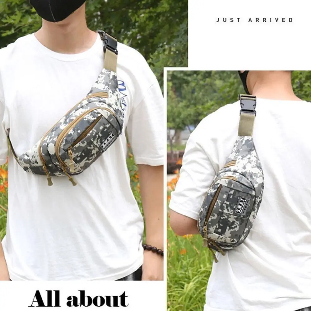 Durable Sling Bag Large Capacity Nylon Phone Pouch Multi-layer Waterproof Fanny Pack