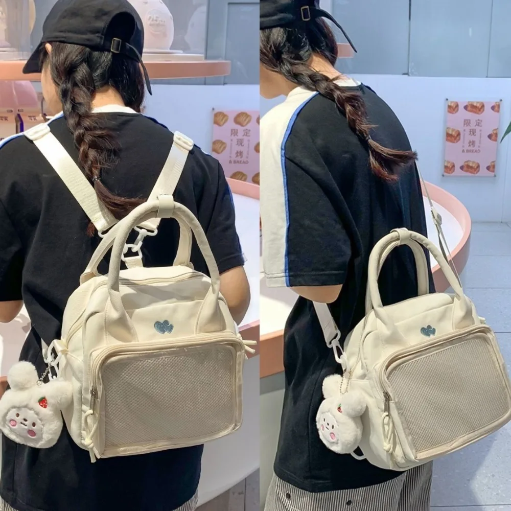 

Y2K Transparent Japanese Shoulder Bag Itabag Large Capacity Students Cartoon School Bag All-match JK Clear Toys Pocket Backpack