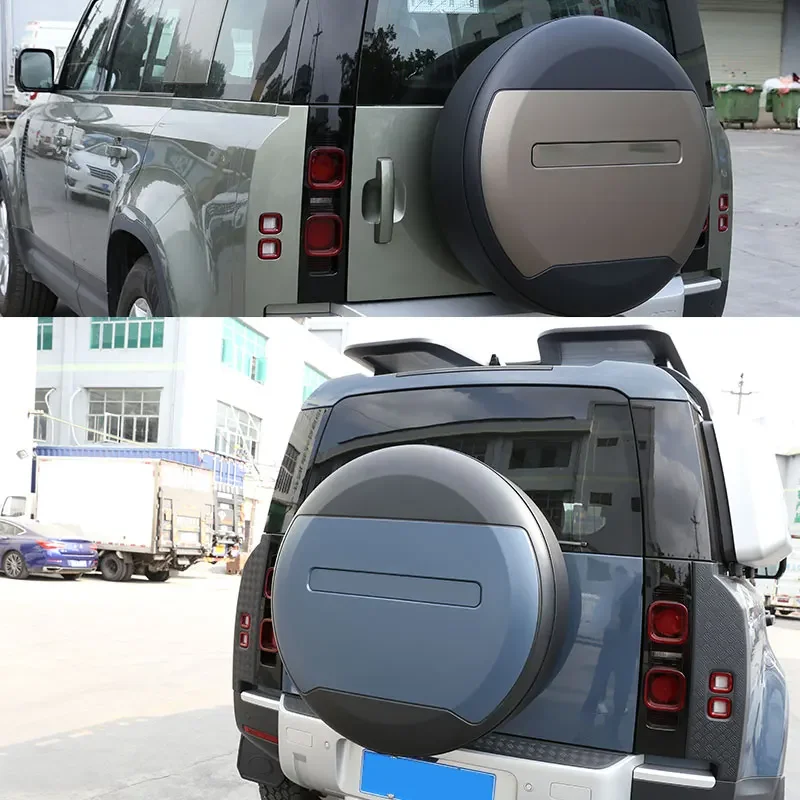 For land rover defend 90 110 130 2020-2024 ABS & leather Car Rear Spare Tire Protective Trim Cover exterior Car Accessories