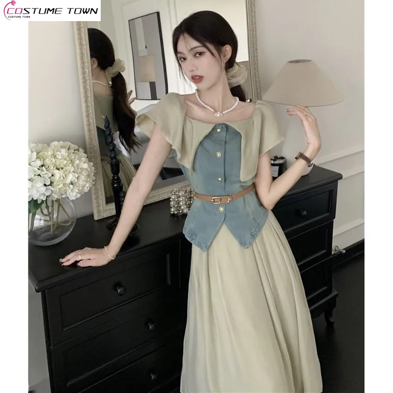 

2024 Spring/Summer Korean Edition Retro High End Fashion Two Piece Set Skirt with Age Reducing Temperament Set