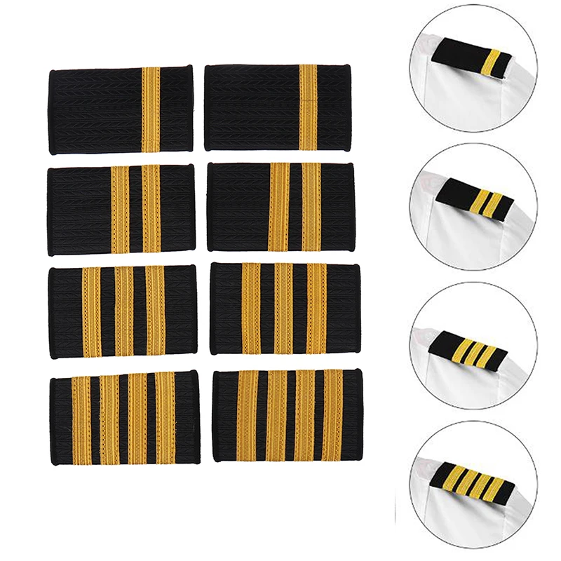 1 Pair Epaulettes Professional Uniform Epaulets Gold Stripe Shoulder Badges