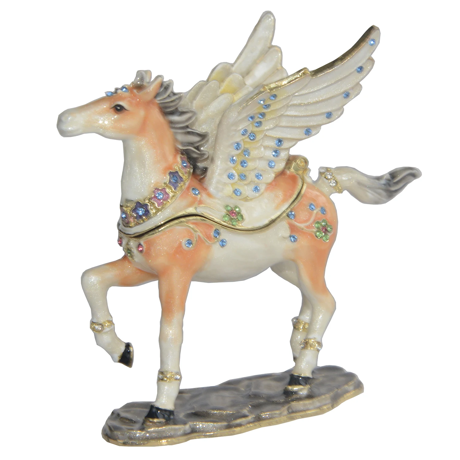 Caja de baratija de caballo Pegasus, estatuilla de Metal coleccionable, regalo novedoso