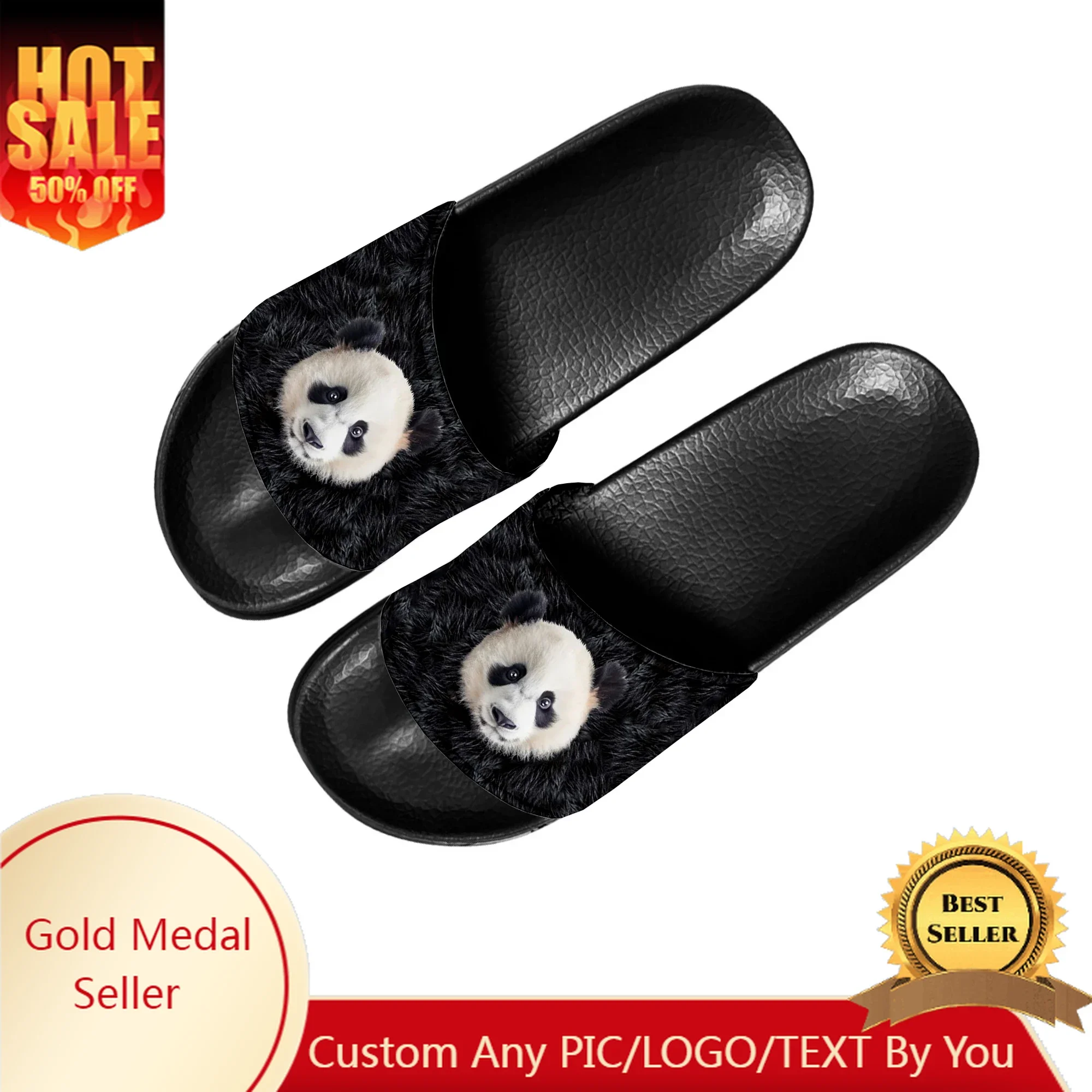 

Panda Leopard Tiger Wolf Dog Slippers Home Water Shoes Men Women Teenagers Pool Sandals Custom Made Summer Slipper