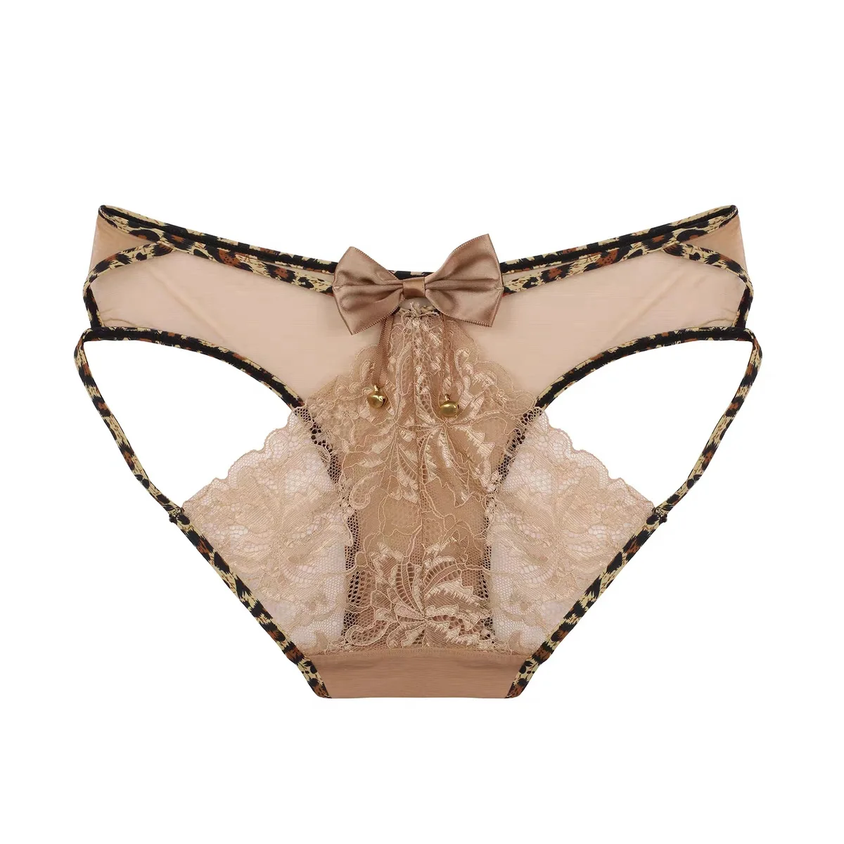 Spitzen-G-String Sexy Slips Höschen Damenunterwäsche Leopard Bell Thong Hochwertige Schleifenknoten Transparente Dessous Mädchen Intimwäsche