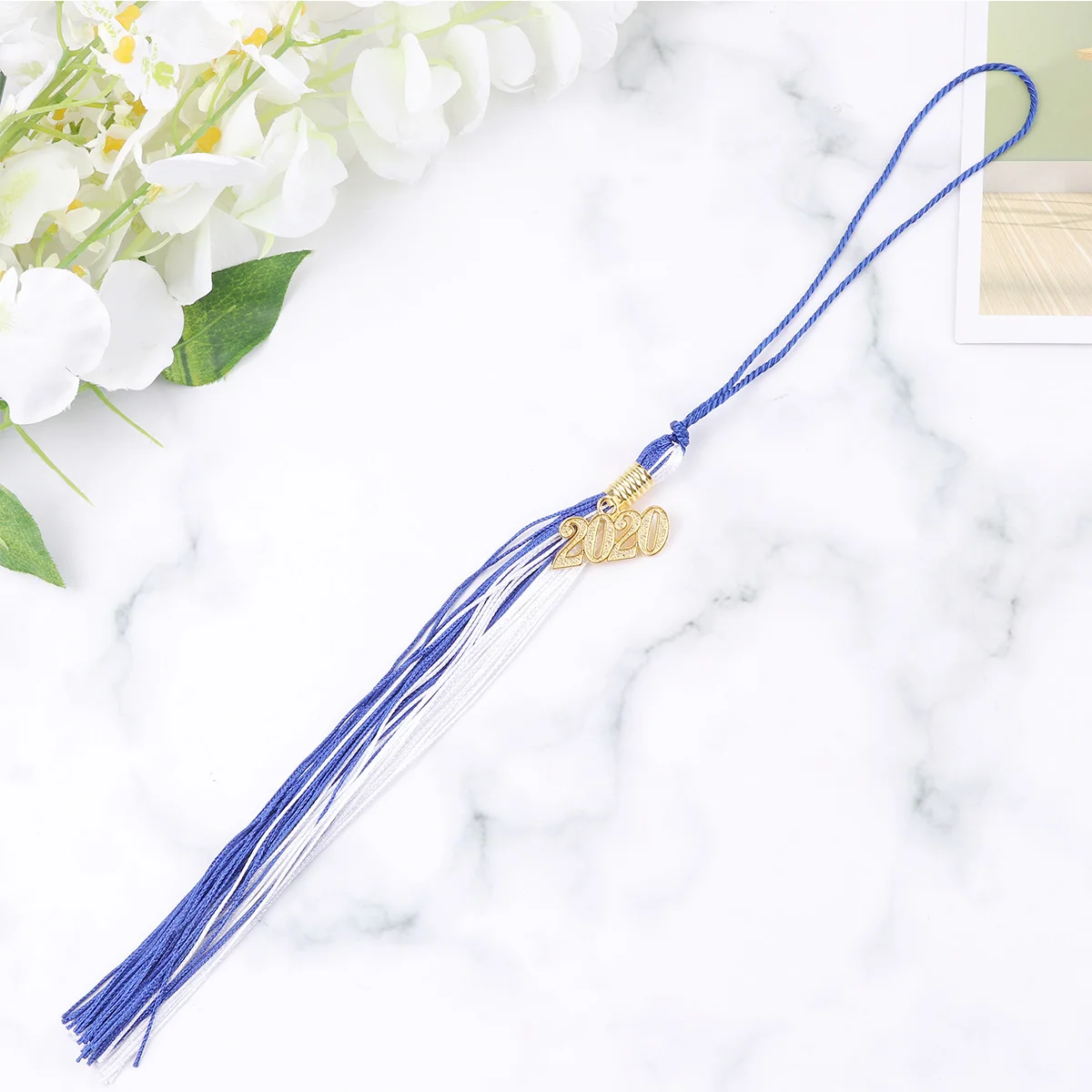

6Pcs Graduation Tassels Decorative Blue White Double Color Perfect Gift Keepsake Multi-Purpose Keychain Bookmark Tag Bag
