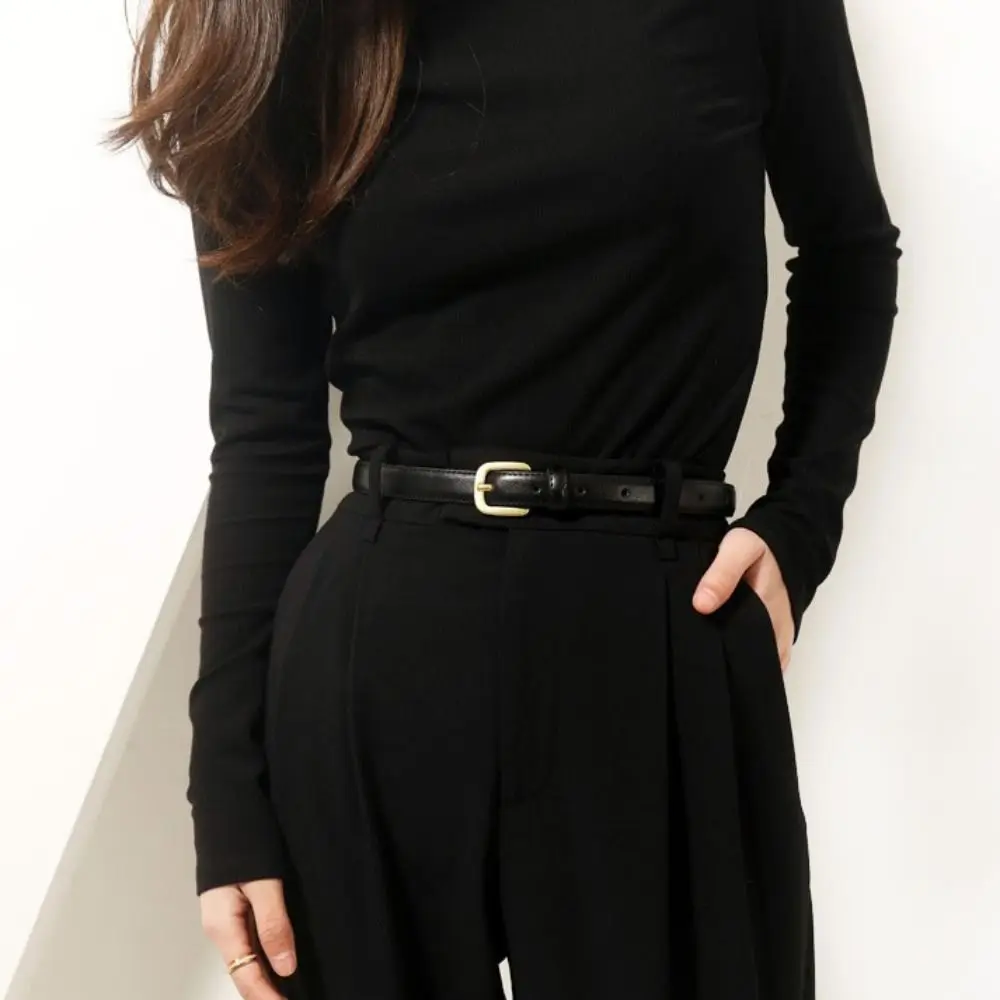 블랙 니들 버클 가죽 패션 벨트 스트랩 한국어 버전 PU 가죽 허리 벨트 Ins 간단한 한국 스타일 허리띠 데일리