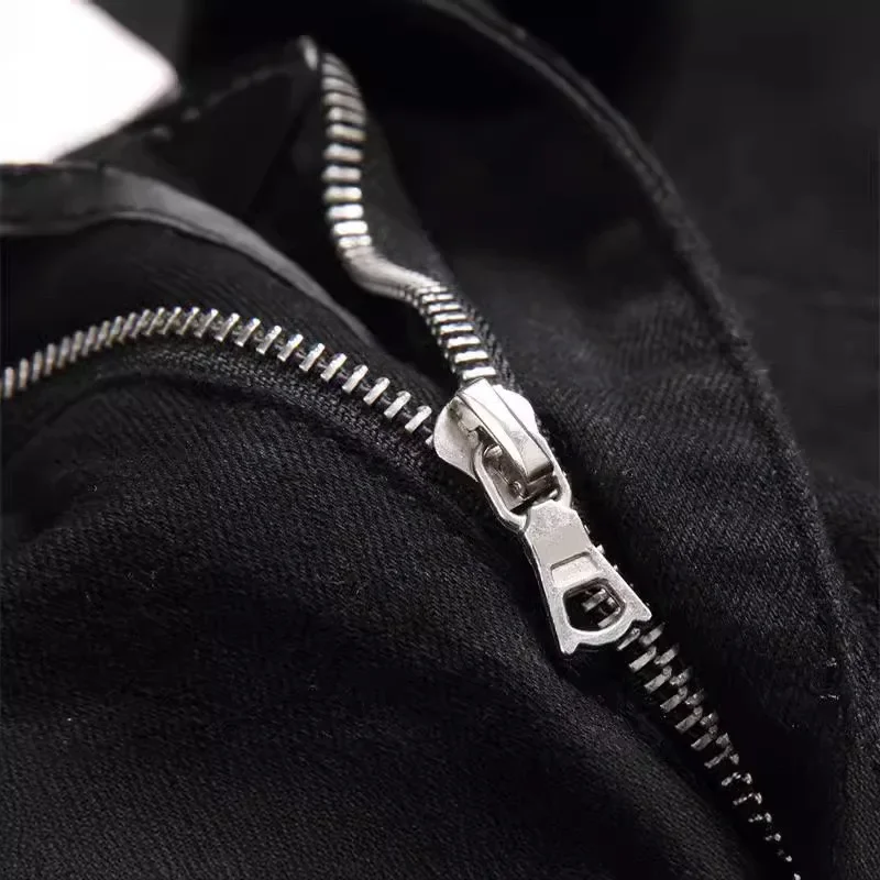 Men's Five-Pointed Star Embroidery Jeans Speckle Paint Micro Chapters High Elastic Soft Breathable Trend Abrasion Black Summer 2