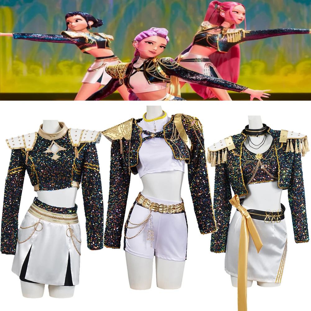 

Girl Rumi Mira Zoey KPop Demon Hunters Costume Children Roleplay Stage Performance Cosplay Clothing Halloween Carnival Kids Suit