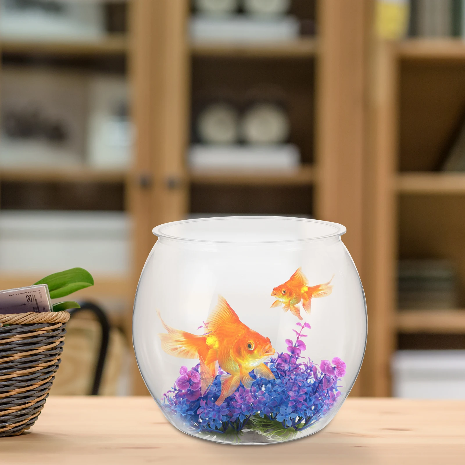 

Transparent Fish Tank Desktop Bowl for Goldfish Turtle 9813 Plastic Living Globe Tabletop Aquarium Pet Container
