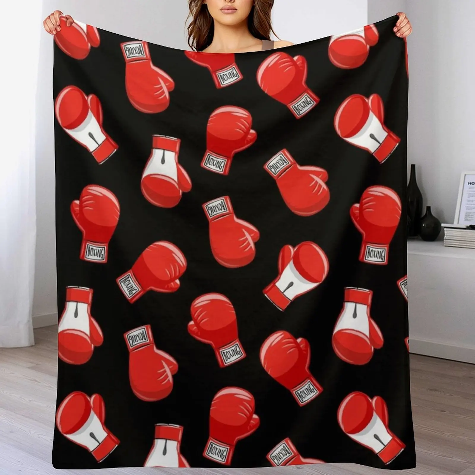 Red Boxing Gloves Throw Blanket Picnic warm winter Hair blankets ands Blankets