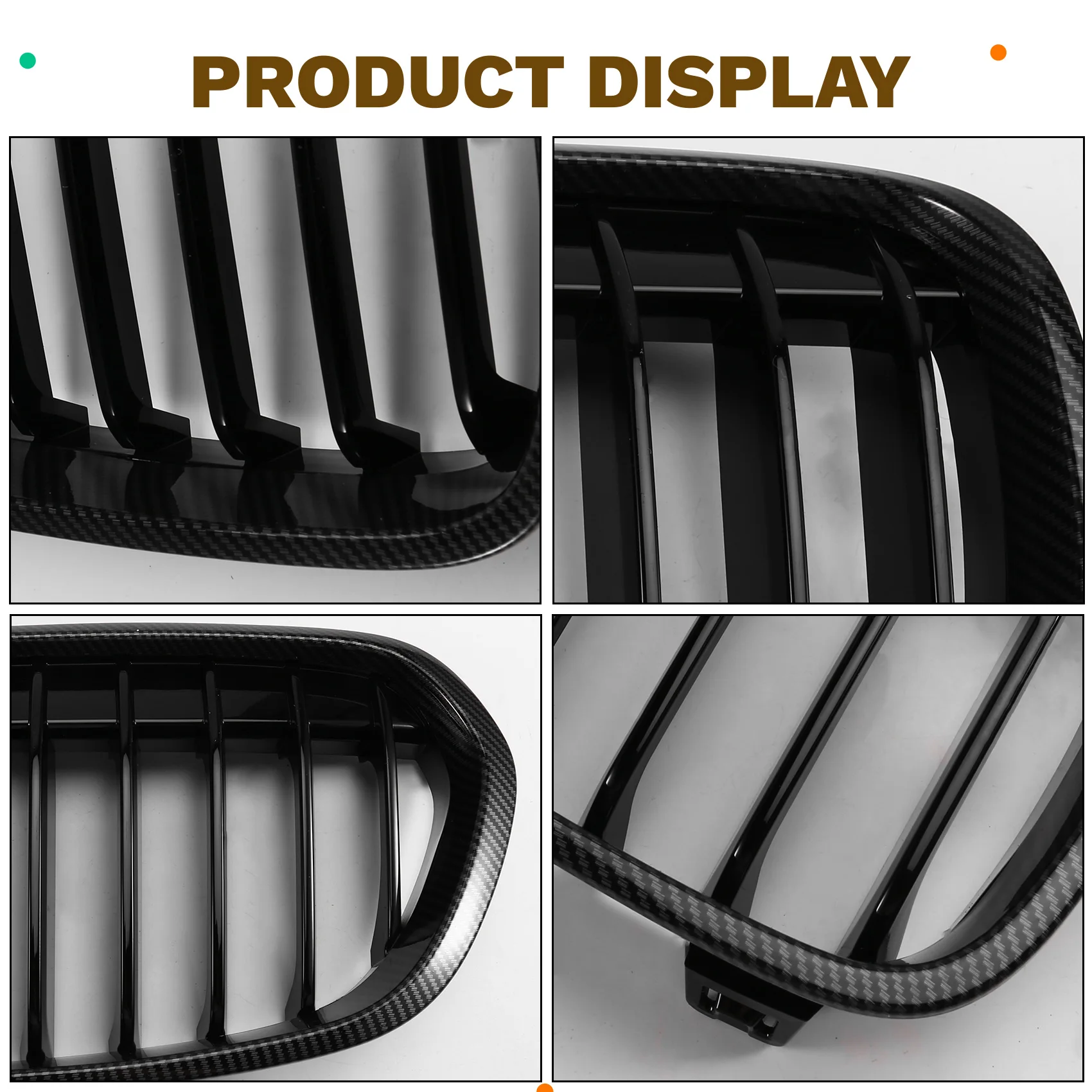 ABQB-Grill For BMW F52 1 Series 4D 2016-2020 2X Carbon Fiber Style Car Front Kidney Bumper