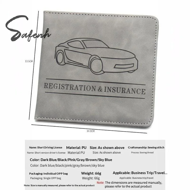 Car Registration Driver's License And Insurance Card Holder PU Leather Vehicle Glove Box Auto Documents Paperwork Organizer