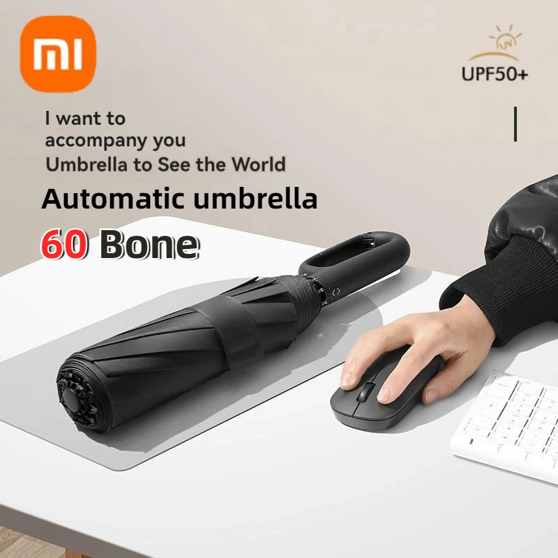 Xiaomi 60 Bone Automatic Umbrella 126cm Extra Large Strong Windproof Reinforced Folding Large Buckle Handle Wind UV Resistant