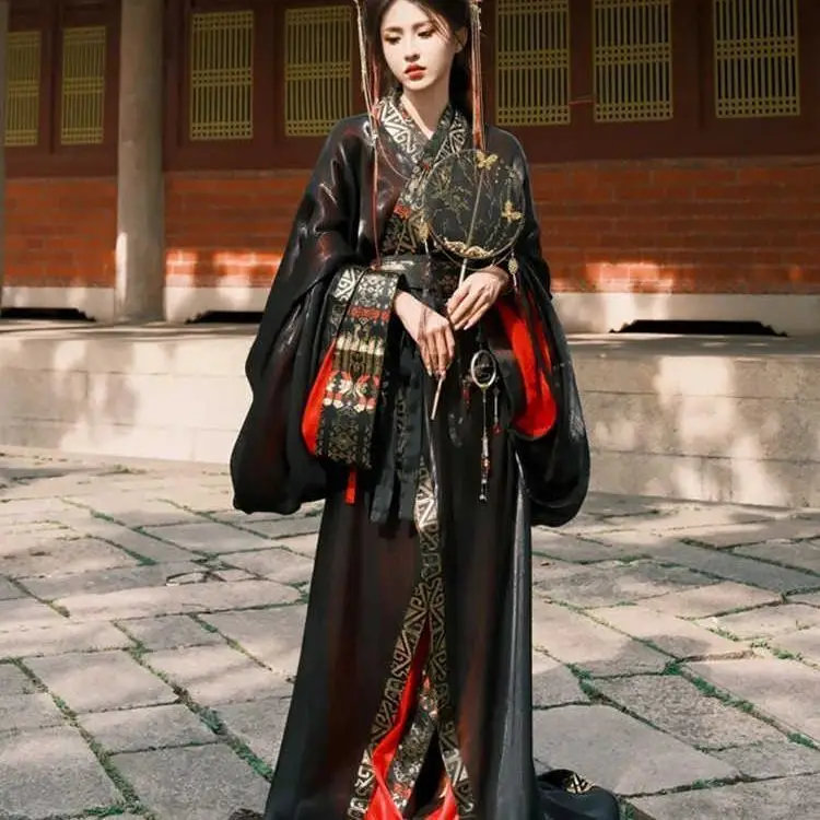 

Black Masan Chu Tomb Warring States Robe New Spring and Autumn Style Straight Skirt Large Tail Ancient Costume Hanfu Ancient