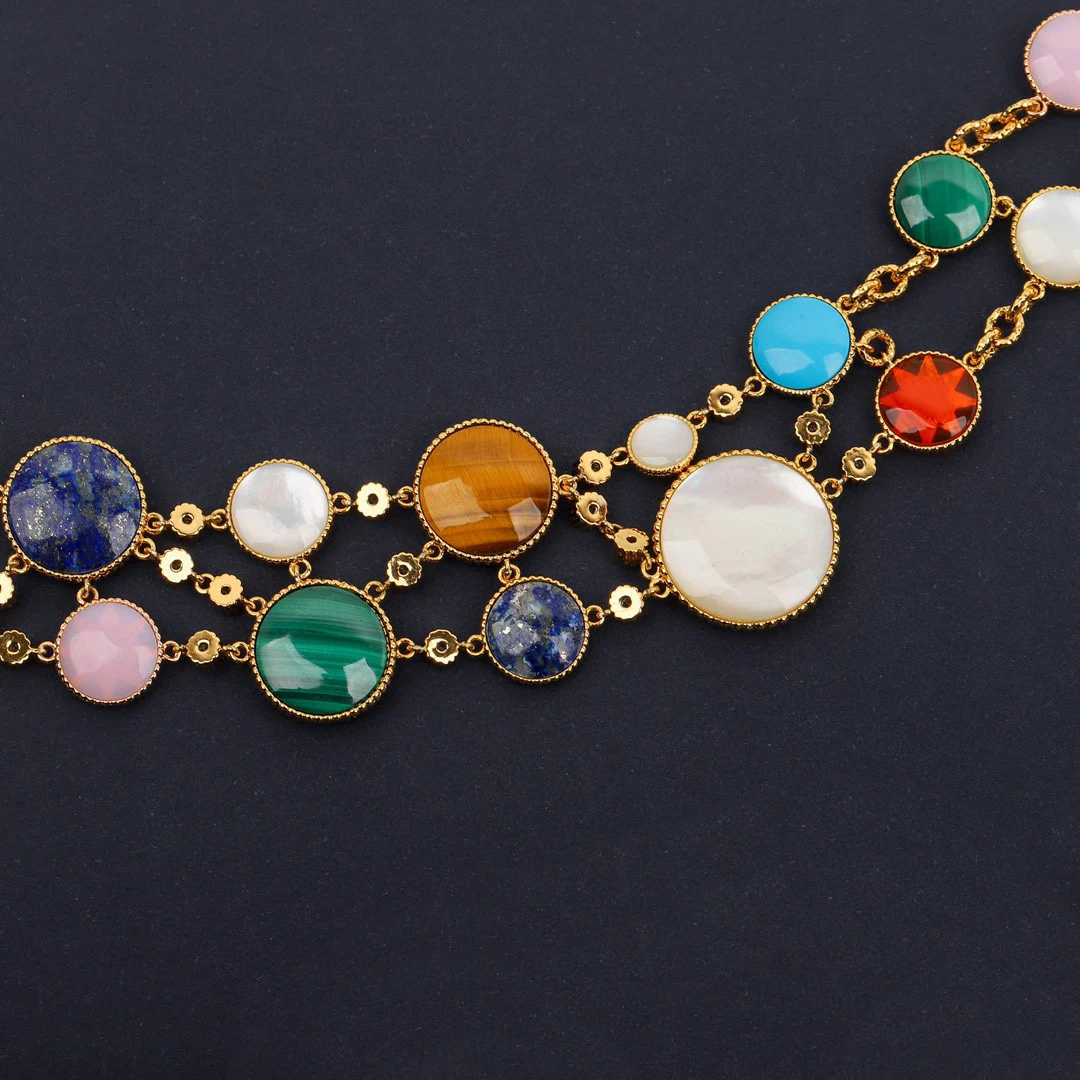 Colorful Gemstone Pure 925 Sterling Silver Jewelry Women Six-pointed Star Necklace Wedding Diamond Luxury  Quality 18K Gold