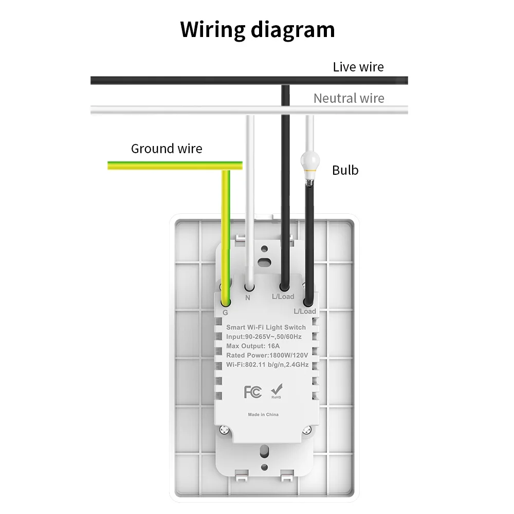 Tuya Smart Wall Switch US Push Button Light WiFi Switches Work With Alexa Google Home Smart Life Voice Control Need Neutral Wire