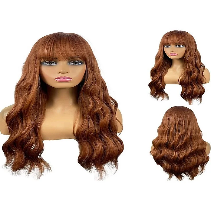 Long Glueless Soft180Density Body Move Lace Front Wig With Bangs For Black Women BabyHair Honey Blonde Preplucked Heat Resistant