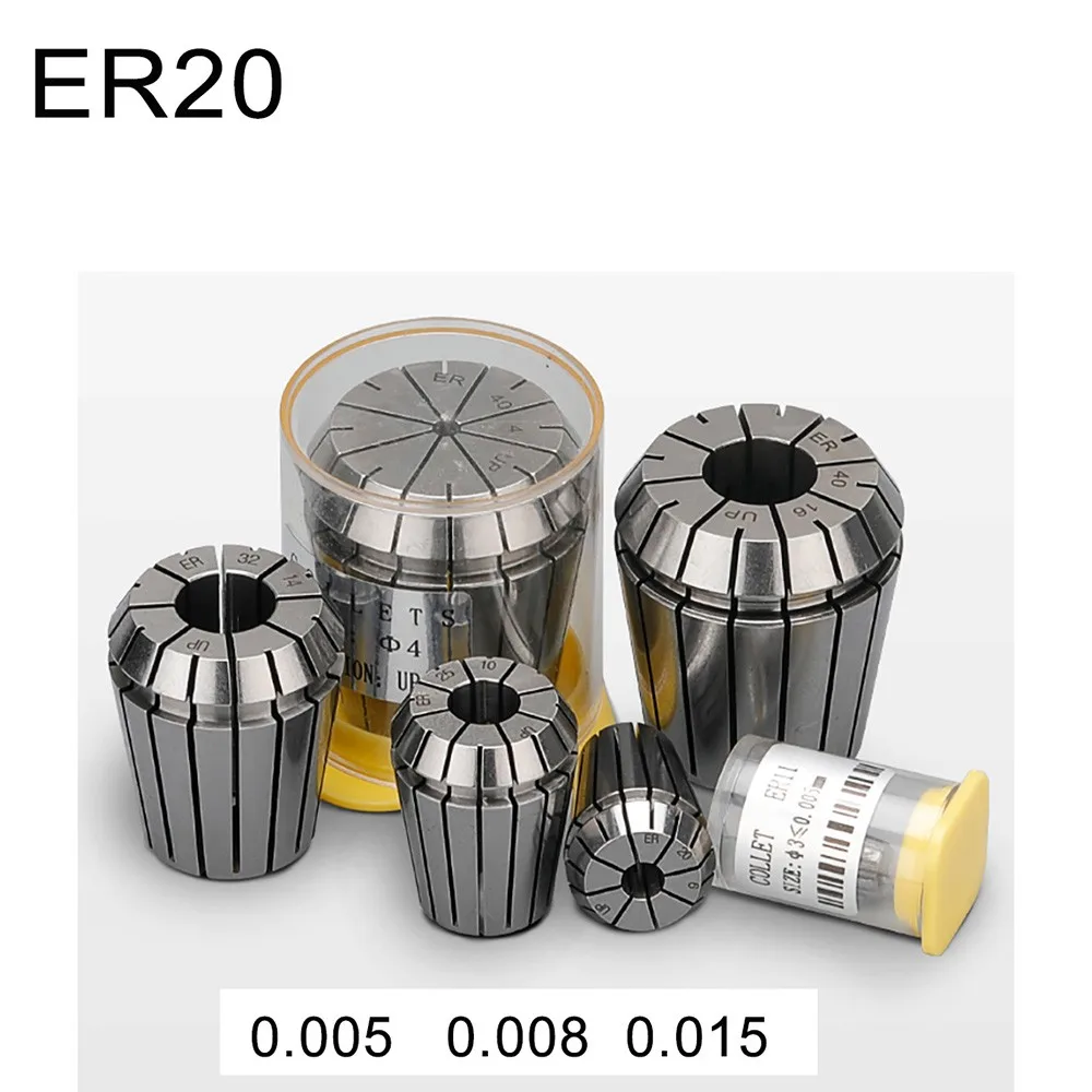 0.015/0.008/0.005mm Holders Chuck Set ER20 Spring Steel Collet High Precision Accuracy For CNC Center Machine Milling Lathe Tool