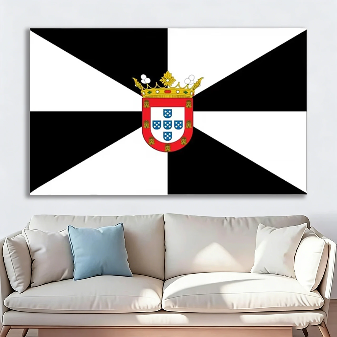 Ceuta Spain Flag Tapestry Black White Cross Ceuta Flag Wall Hanging, Bedroom Indoor Outdoor Wall Decor Background Cloth