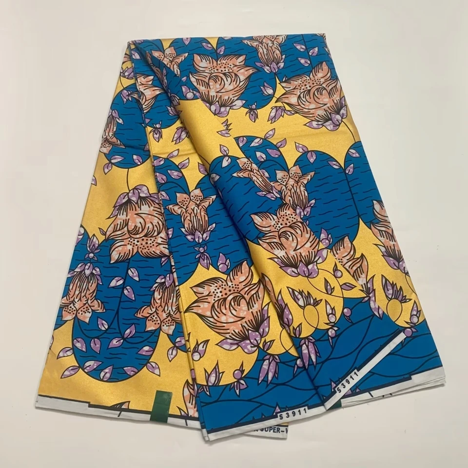 

Новинка 2024, модная ткань с Африканским восковым принтом, 100% хлопок, женское платье, настоящая ткань с восковым принтом Анкары, Гана