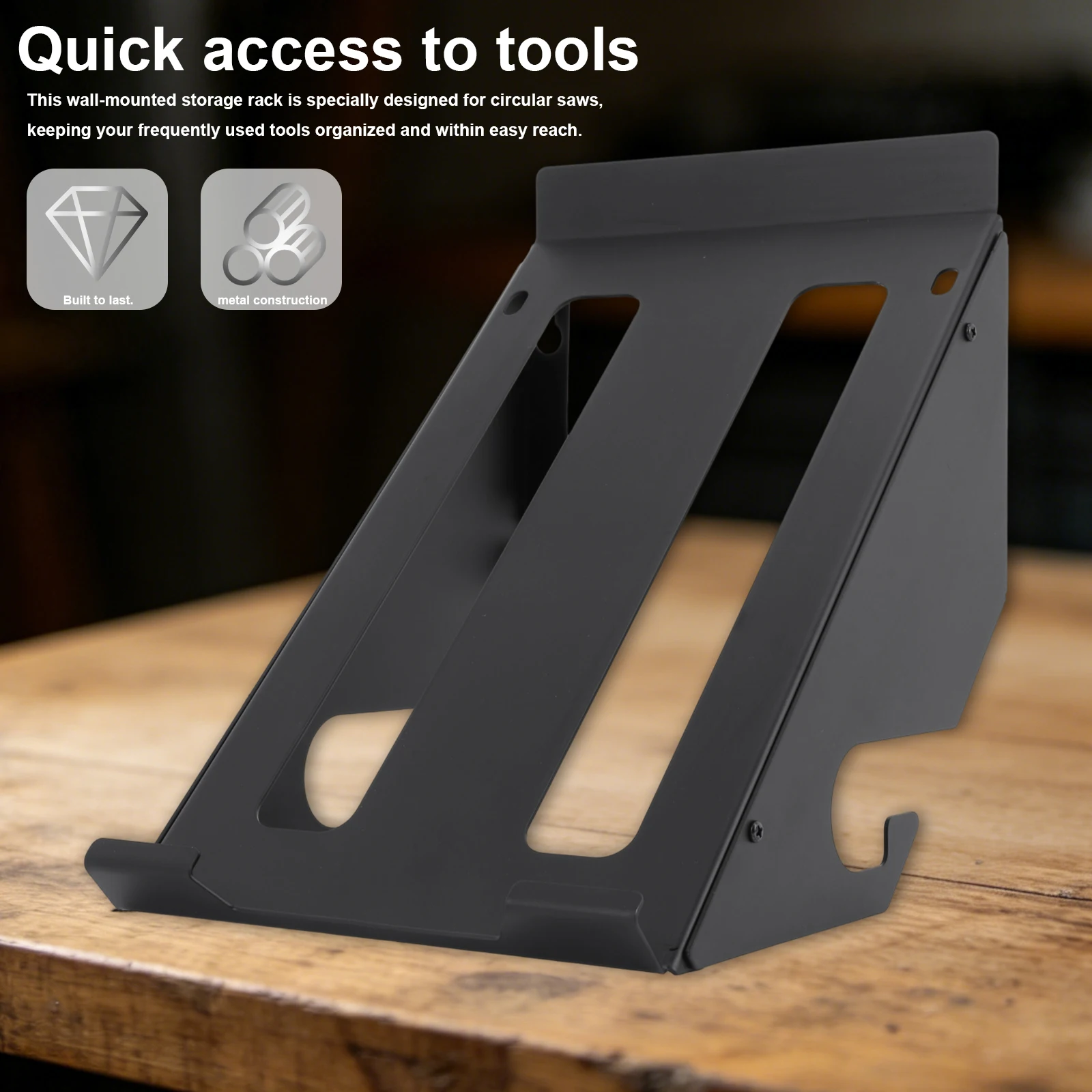 

Wall Mount Bracket for Shed Garage Pegboard Workshop Home Black Metal Rack Hanger Fit Most of Corded Cordless Circular Saws