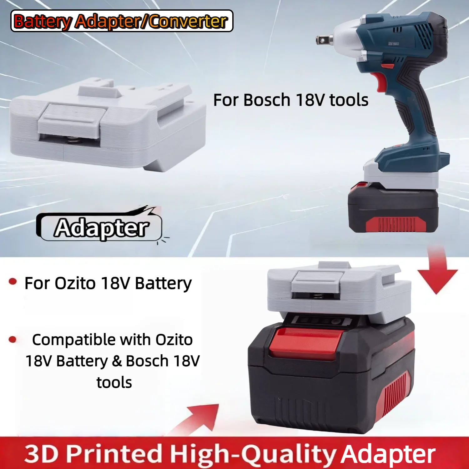 

For Ozito 18V Series Li-ion Battery Adapter TO Bosch 18V Series Tools Converter Power Tools Accessory(Only Adapter)