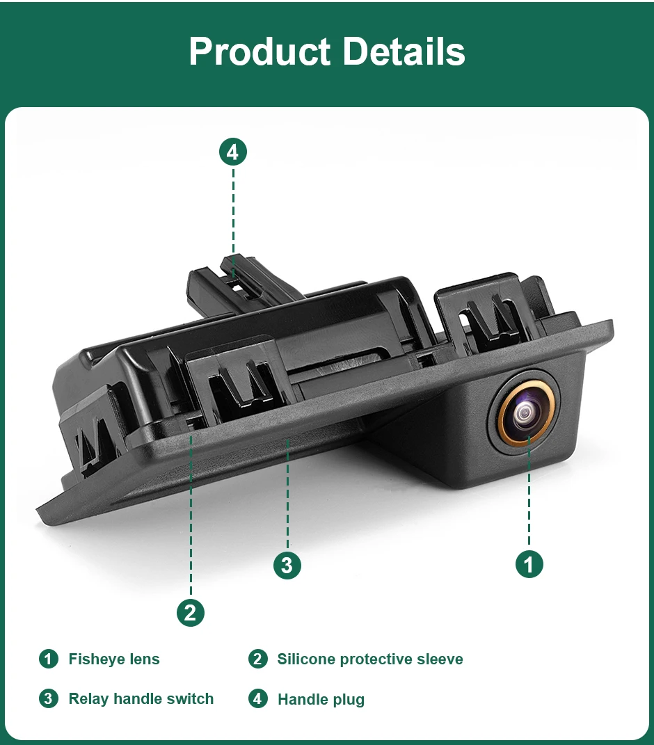 AHD 1080P 170 degree fisheye reversing camera automatic manual switch rear view Audi A3 A4 Volkswagen Touan