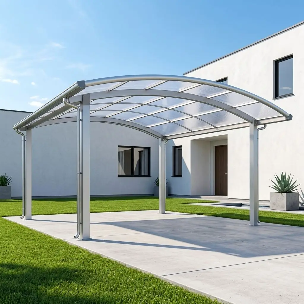 Household Backyard Large Sized Car Shelter Combination Style Heavy Duty Car Parking Aluminum Frame Rainproof Material Carport