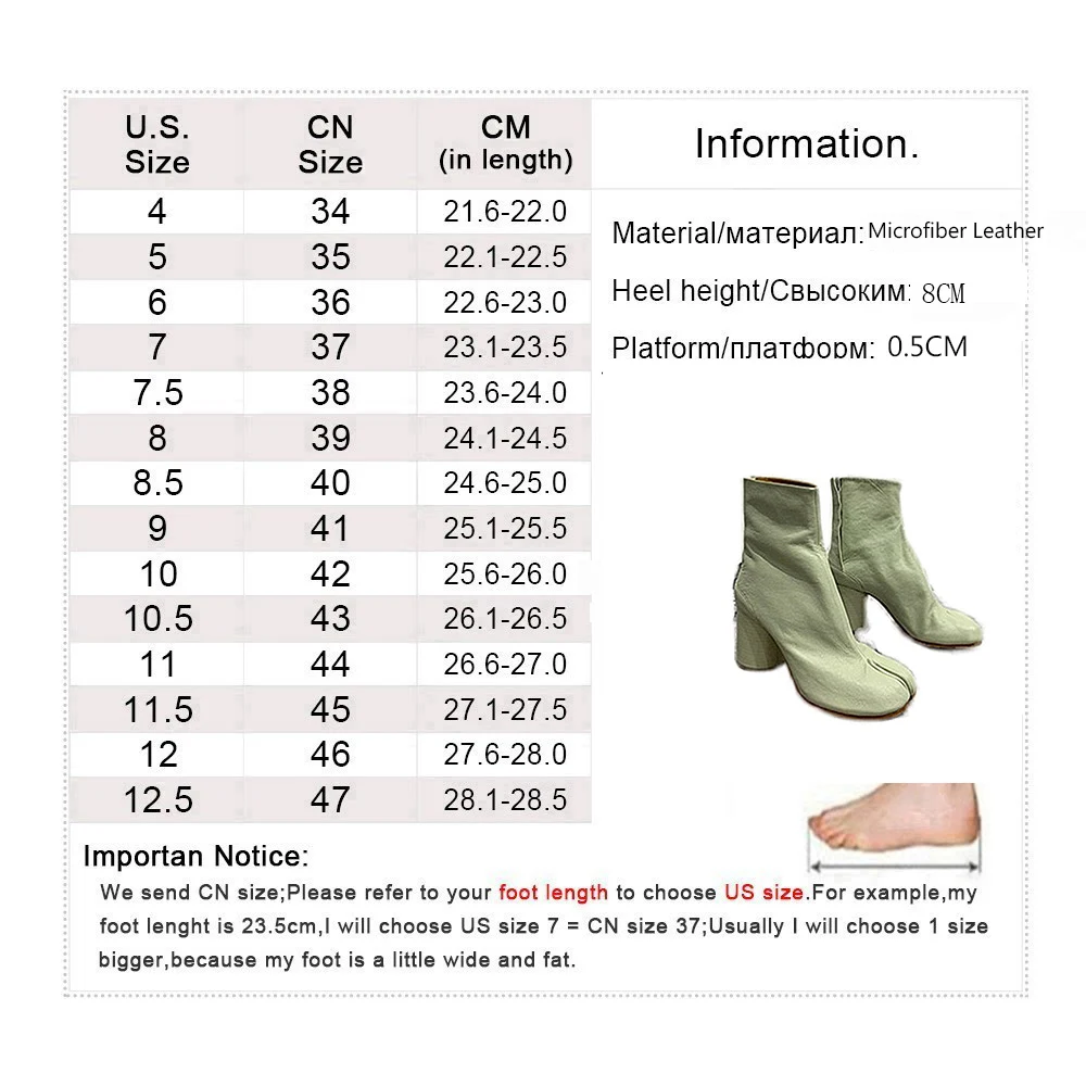 New Tabi Boots For Women Round High Heels Woman Shoes Fashion Split Toe Ankle Boots Women Botas De Mujer Zapatos Mujer