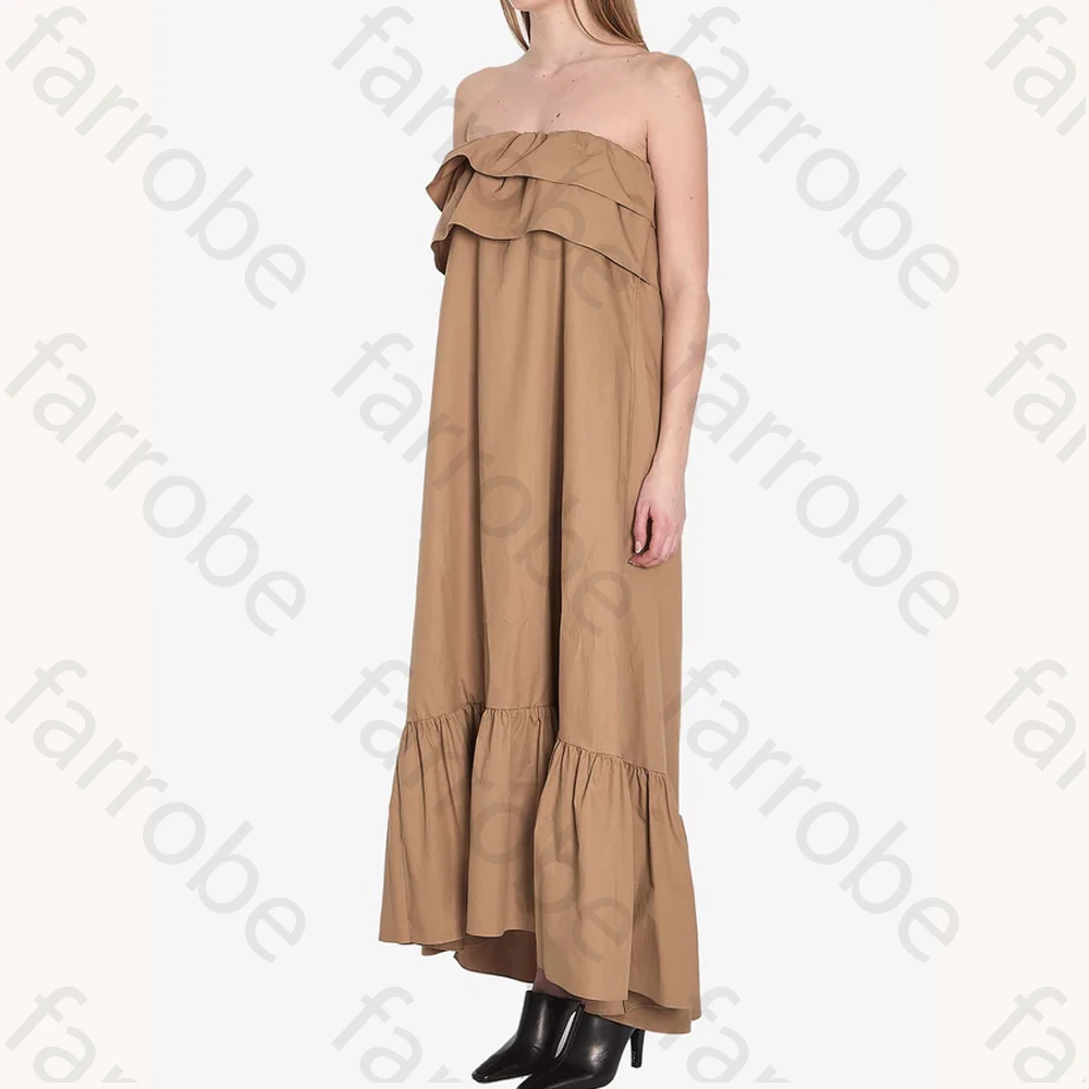 Customized Elegant Strapless Midi Ruffled Dress A-Line Evening Dresses Formal Exquisite High Quality Prom Party Gowns for Women