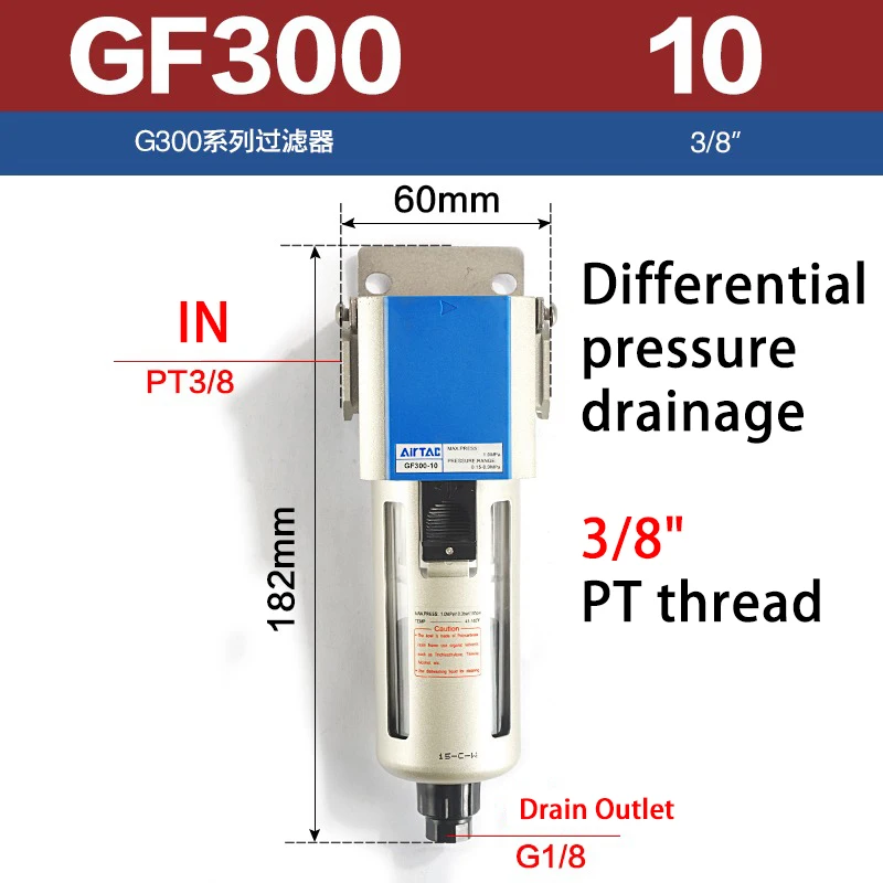 Airtac Pneumatische Filter Olie-Waterafscheider GF200-08/GF300-10/GF400-15 Origineel En Authentiek