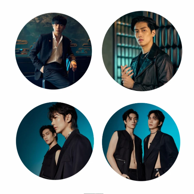 4PC/SET Bbbuild Bible Build Mileapo Magazine Cover Thai TV Kin Porsche Drama Stills Picture Badge Bang Brooch Bag Decor Pins