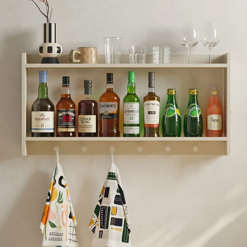 Multifunctional Wall Storage Shelf Household Floating Display Rack for Coffee Cup Hanger Entryway Wall Partition Organizer
