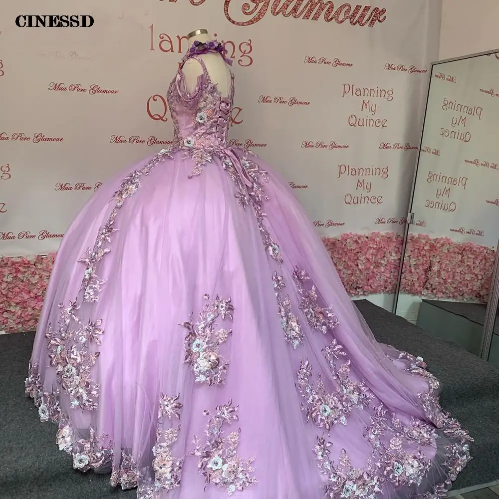 Vestido de quinceañera de flores hecho a mano para niña, ropa de graduación con hombros descubiertos, azul cielo claro, fiesta de graduación, 2022