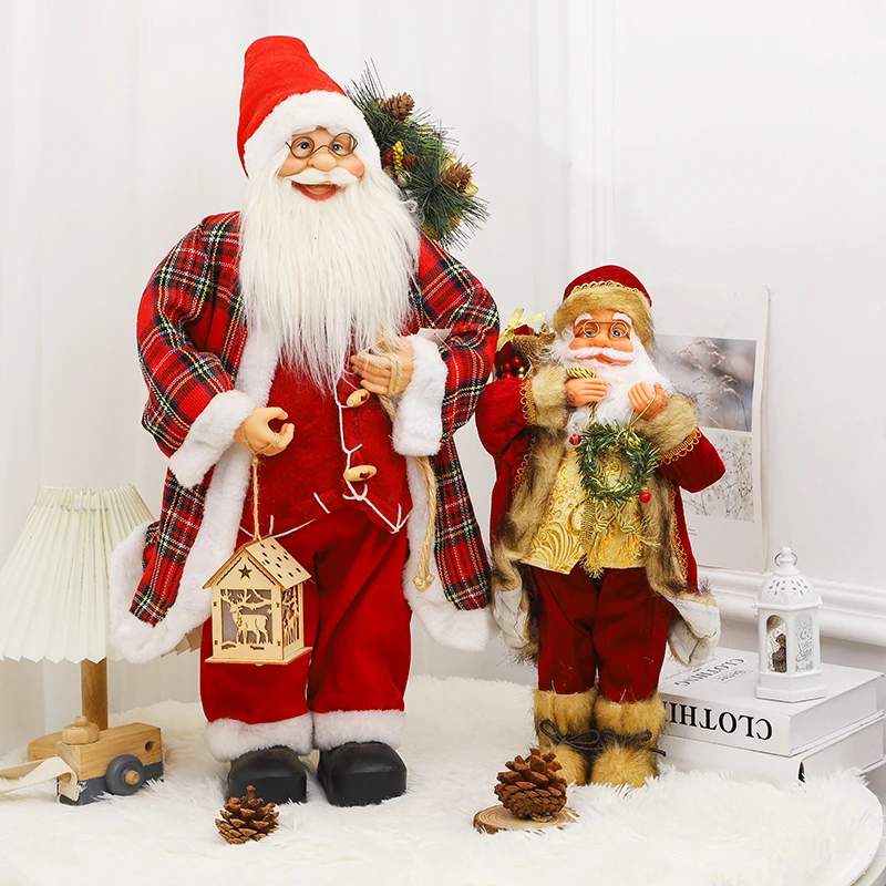 New Big 60cm Santa Claus Doll Merry Christmas Decorations for Home Children's 2023 New Year Toy Gift Decor Party Supplies