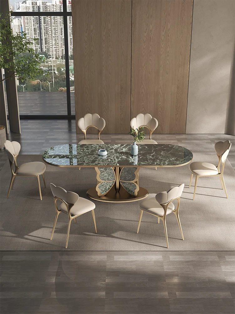 

Marble table high-end modern simple rectangular villa Italian rock plate table microcrystalline stone