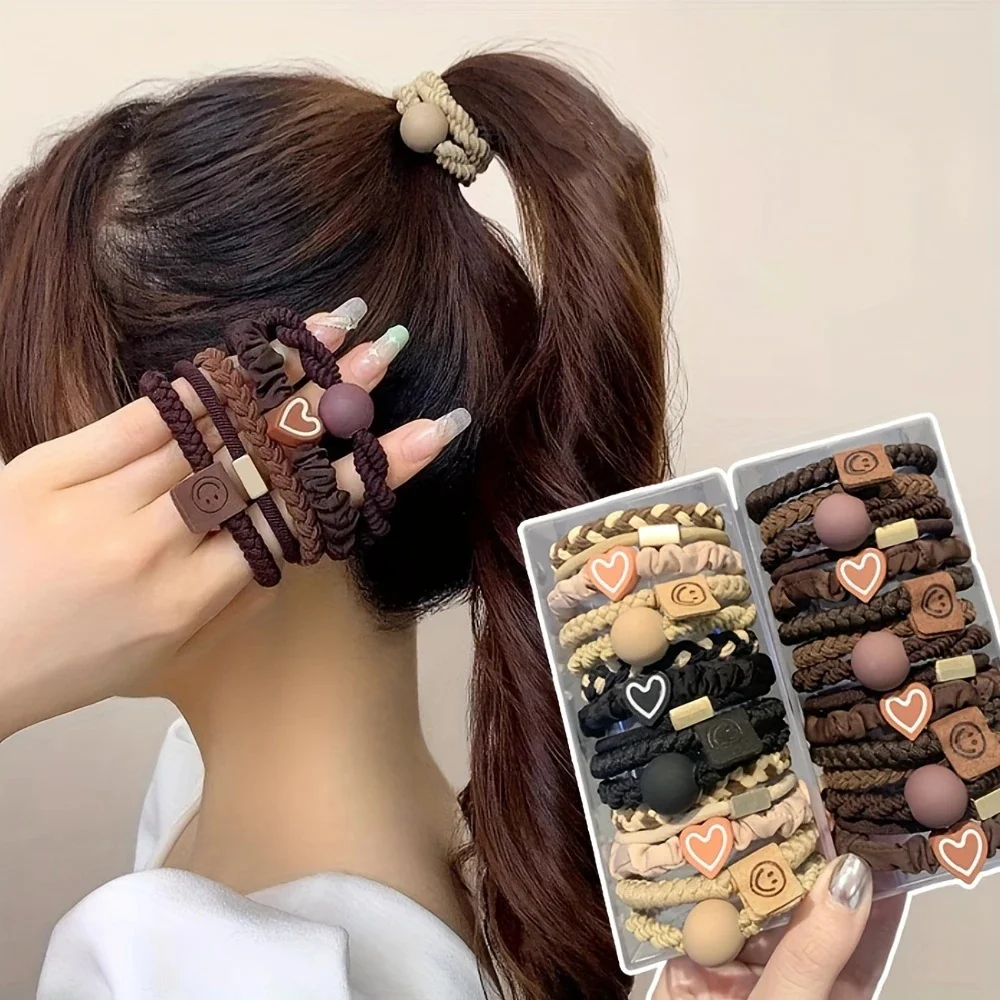 25-teiliges Boho-Chic-Haargummis-Set für Damen, süßer Herz-Charm und elastische Stirnbänder mit Perlen, perfekt für Pferdeschwänze und Training im böhmischen Stil – Detail 5