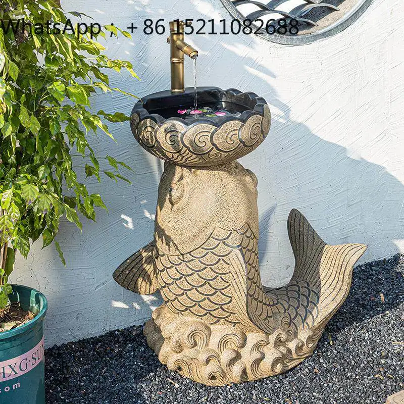 SCY outdoor column wash basin villa garden integrated floor wash basin outdoor pool basin