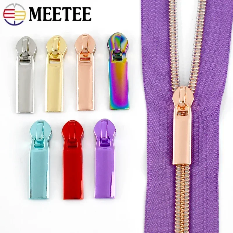 1/2/3/4/5Meters 5# Nylon Zipper Tapes with Sliders Coil Zippers Bag Purse Pocket Zip Pulls Head Repair Kit Sewing Accessories